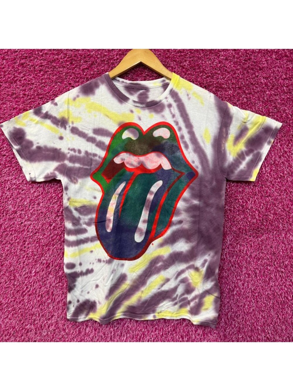 The Rolling Stones Psychedelic Hot Lips Rock Band Tie Dye M